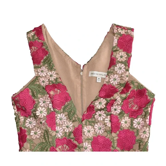 B0 Auth DRESS THE POPULATION Multicolor Floral Lace Mina Cocktail Dress Size M - Picture 5 of 7